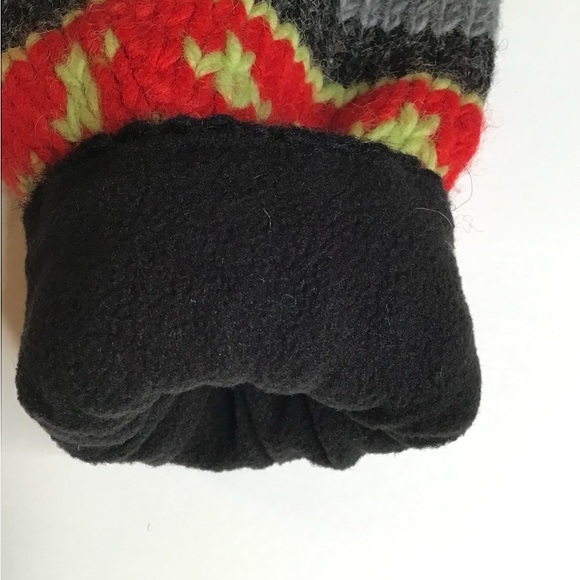 Hand Knitted Whool Colorful Striped Adult Mittens - Picture 3 of 4